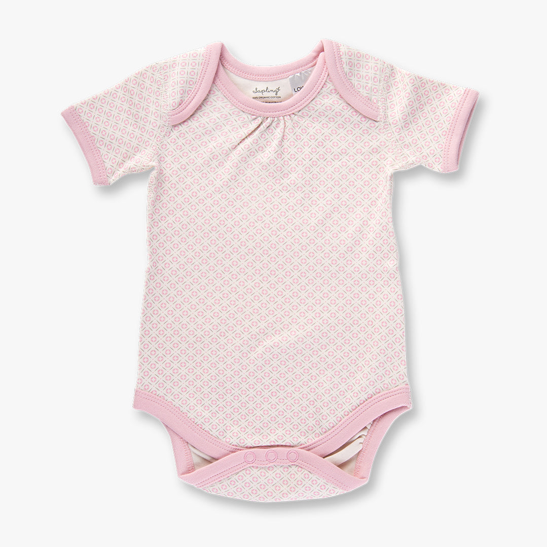 Dusty Pink Short Sleeve Bodysuit - Sapling Child Canada